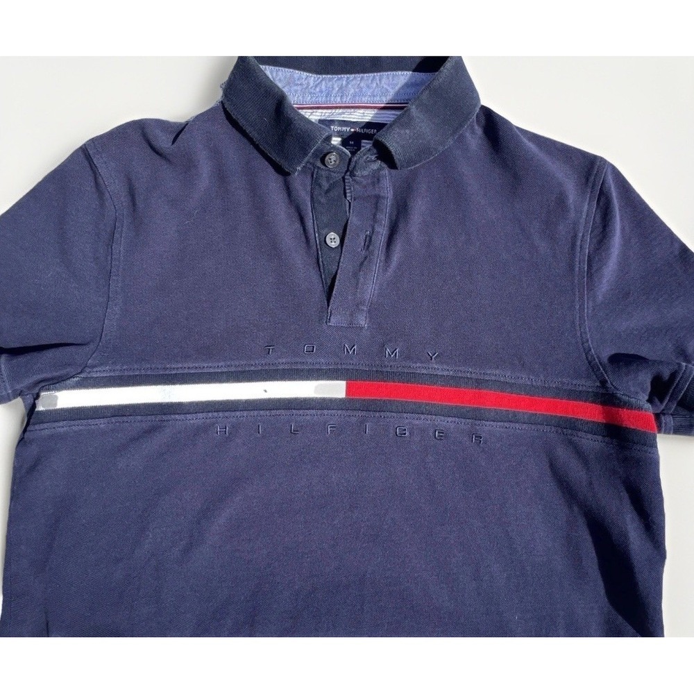 Tommy Hilfiger Polo Shirt Flag Logo: Colorblock Vintage 90s Medium